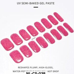 🖤 3/$12 Dark Pink Glitter Full Nail 16 Semi Cured Gel Nails - Needs UV Curing